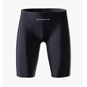 MY KILOMETRE Men's Swimsuit Jammer BLACK Solid Swim Endurance Size 3XL Fits XXL?